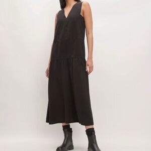 Everlane Black The Tencel V Neck Sleeveless Dress - Large